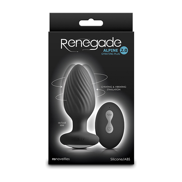 Renegade Alpine 2.0 Gyrating & Vibrating Butt Plug w-Remote - Black