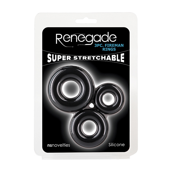 Renegade Fireman Cock Rings - Pack of 3 Black