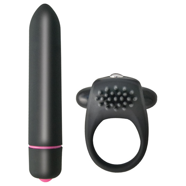 Intense Cockring & Bullet - Black - Image 2