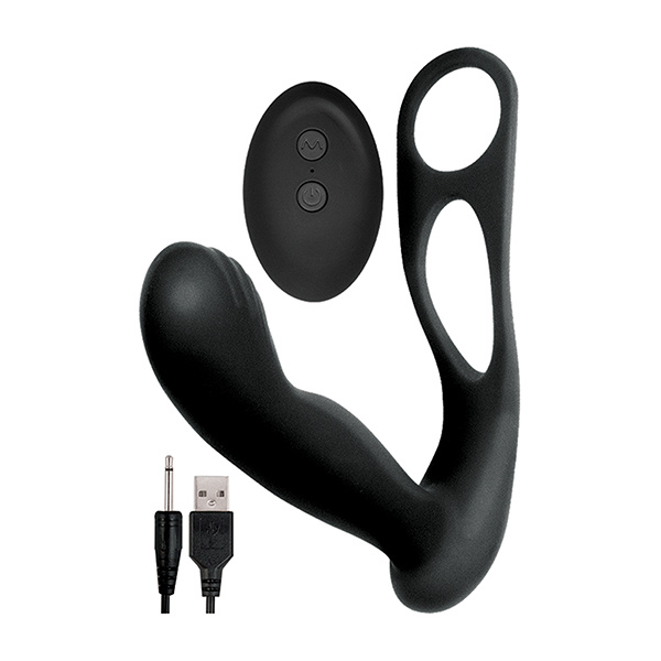 Butts Up Prostate Massager w-Scrotum & Cockring - Black - Image 3