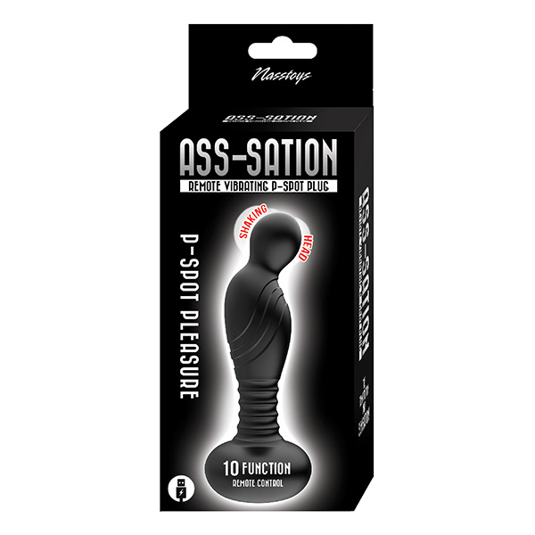 Ass-sation Remote Vibrating P Spot Plug - Black