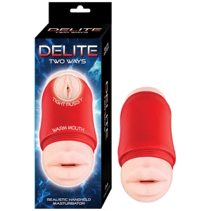Delite Two Ways Mouth & Vagina Masturbator - White
