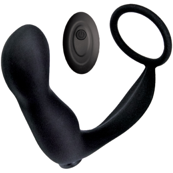 Ass-station Contoured Anal Plug w-Remote - Black - Image 2