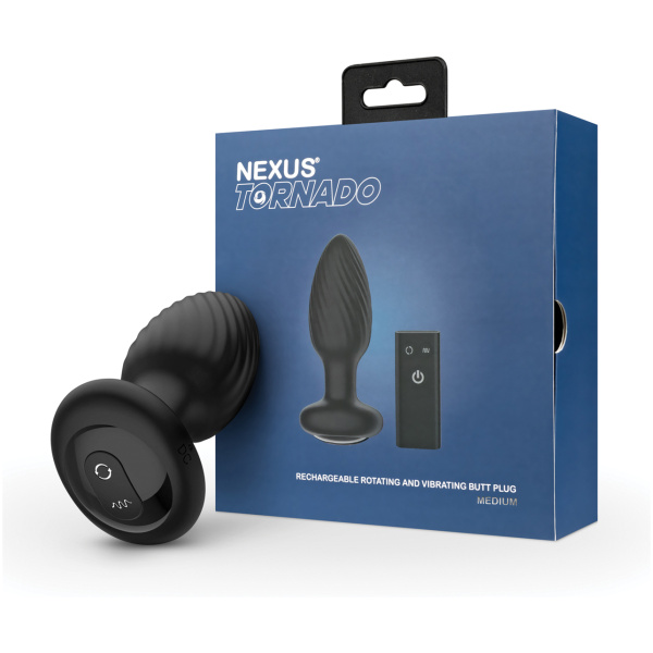 Nexus Tornado Rotating & Vibrating Medium Butt Plug w-Remote - Black
