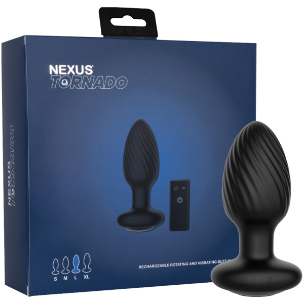 Nexus Tornado Rotating & Vibrating Large Butt Plug w-Remote - Black