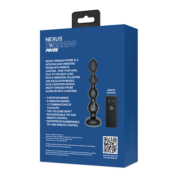 Nexus Tornado Probe Rotating & Vibrating Butt Plug - Black - Image 4