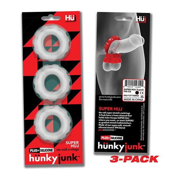 Hunky Junk Super Huj 3 Pack Cockrings - Ice - Image 2