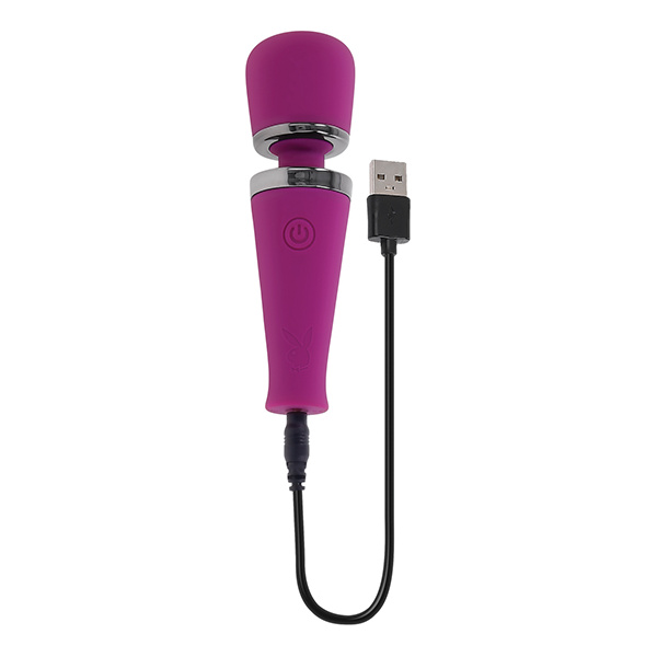 Playboy Pleasure Mic Drop Petite Wand Vibrator - Fuschia - Image 4