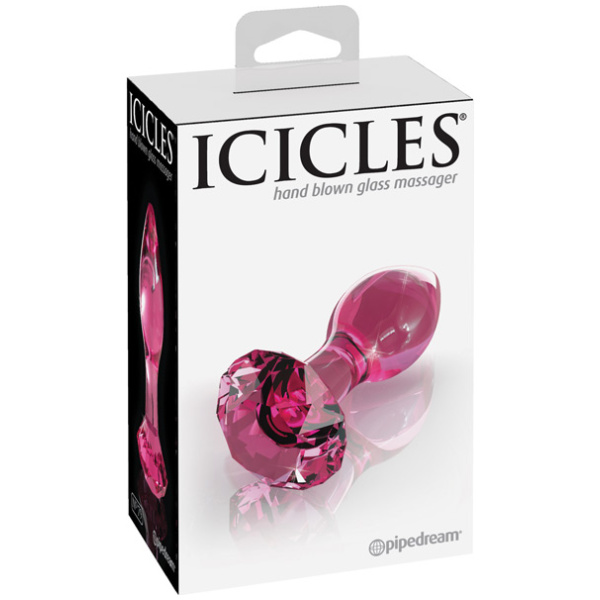 Icicles No. 79 Hand Blown Glass Diamond Butt Plug - Pink