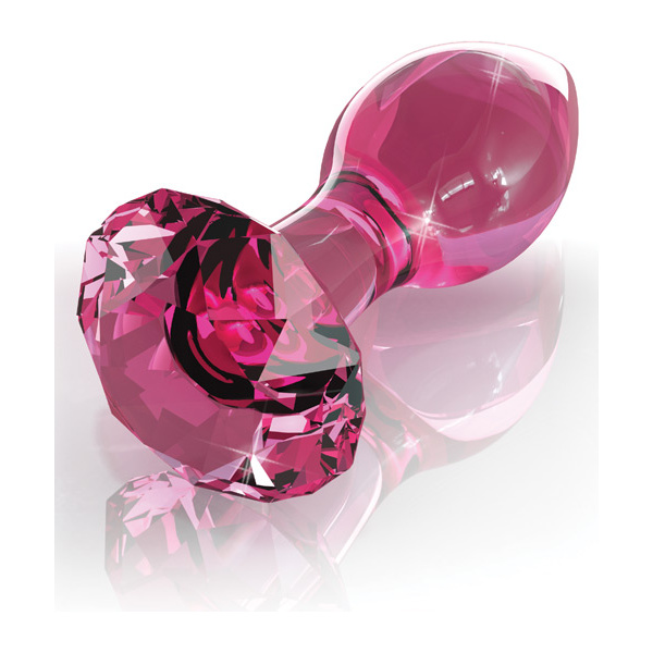 Icicles No. 79 Hand Blown Glass Diamond Butt Plug - Pink - Image 3