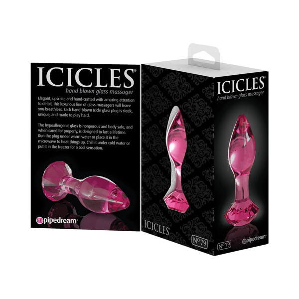 Icicles No. 79 Hand Blown Glass Diamond Butt Plug - Pink - Image 2