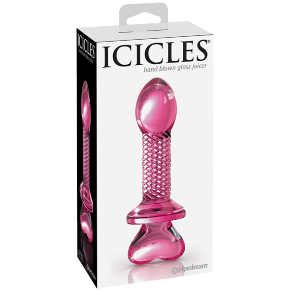 Icicles No. 82 Hand Blown Glass Butt Plug - Ribbed-Pink