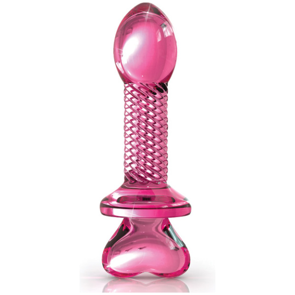 Icicles No. 82 Hand Blown Glass Butt Plug - Ribbed-Pink - Image 2