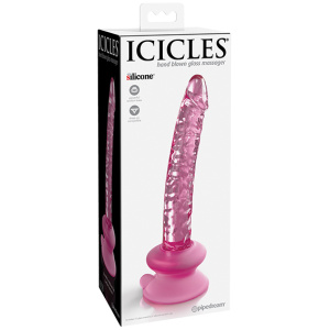 Icicles No. 86 Hand Blown Glass Massager w-Suction Cup - Pink