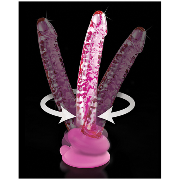 Icicles No. 86 Hand Blown Glass Massager w-Suction Cup - Pink - Image 3