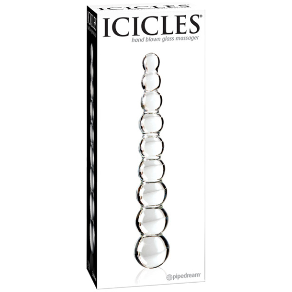 Icicles No. 2 Hand Blown Glass Massager - Clear Rippled