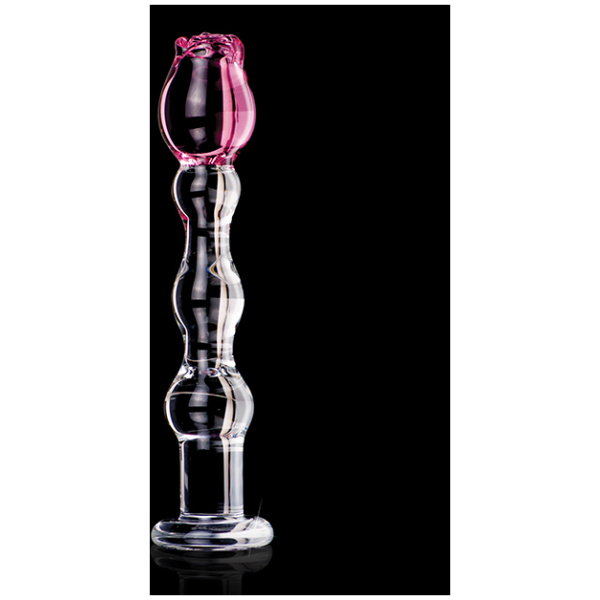 Icicles No. 12 Hand Blown Glass Massager - Clear w-Rose Tip - Image 5