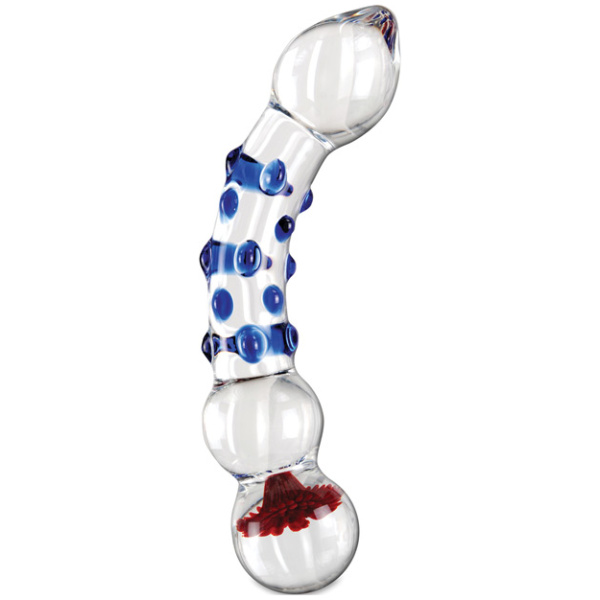 Icicles No. 18 Hand Blown Glass Massager - Clear w-Blue Knobs - Image 4