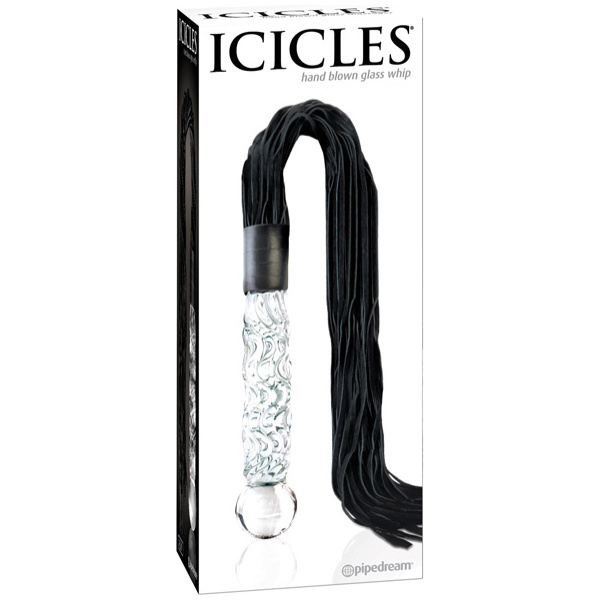 Icicles No. 38 Hand Blown Glass Handled Whip - Clear