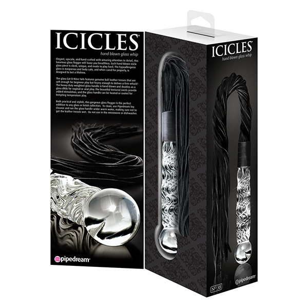 Icicles No. 38 Hand Blown Glass Handled Whip - Clear - Image 3