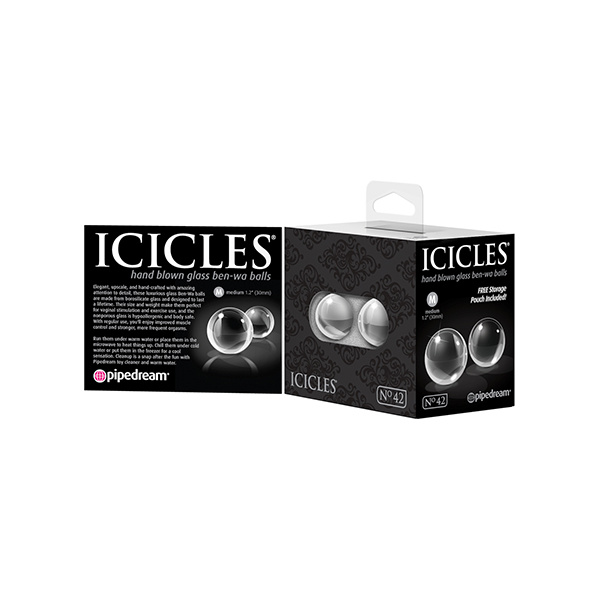 Icicles No. 41 Hand Blown Glass Ben Wa Balls - Clear - Image 4