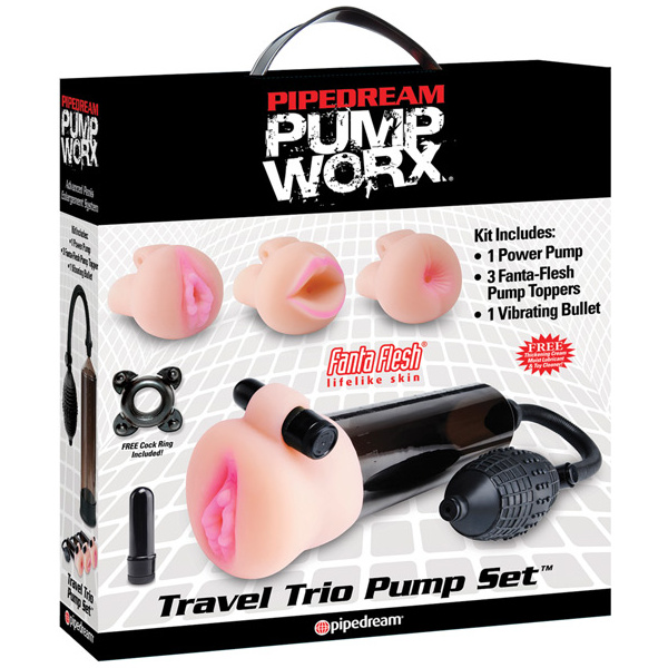 Pump Worx Travel Trio Pump Set - Power Pump, Bullet & 3 Attch.