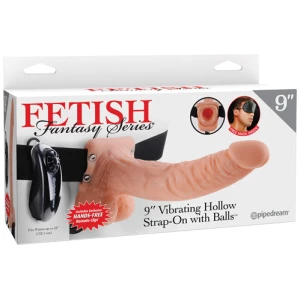 Fetish Fantasy Series 9" Vibrating Hollow Strap On w-Balls - Flesh