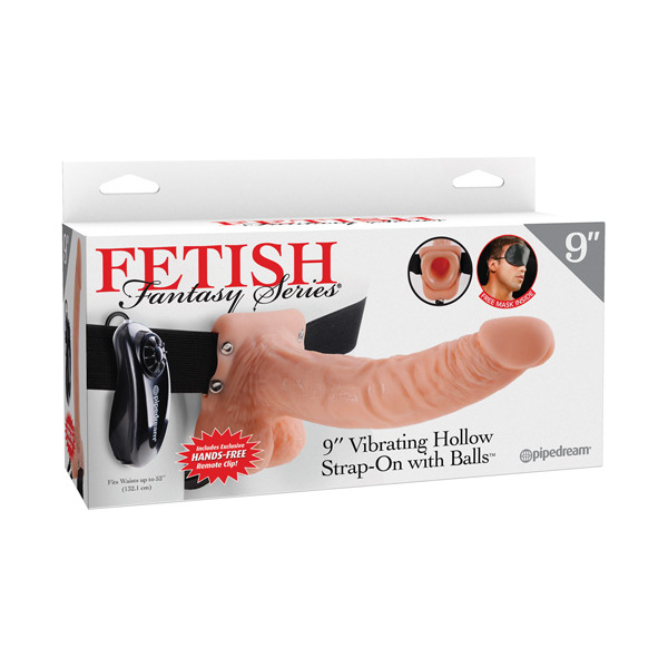 Fetish Fantasy Series 9" Vibrating Hollow Strap On w-Balls - Flesh