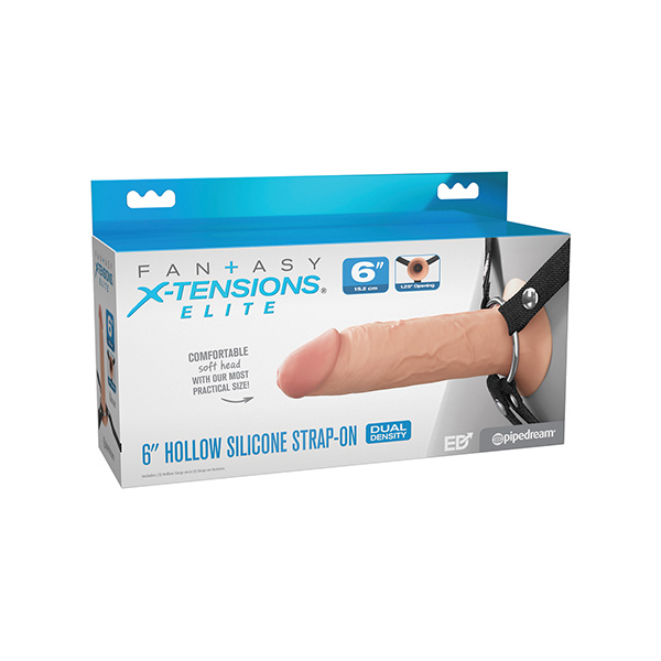 Fantasy X-tensions Elite 6" Silicone Hollow Strap-on w-Harness - Light