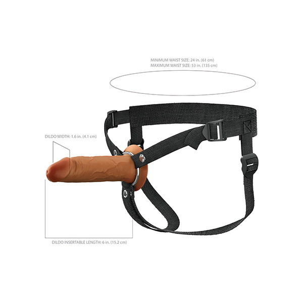 Fantasy X-tensions Elite 6" Silicone Hollow Strap-on w-Harness - Brown - Image 2