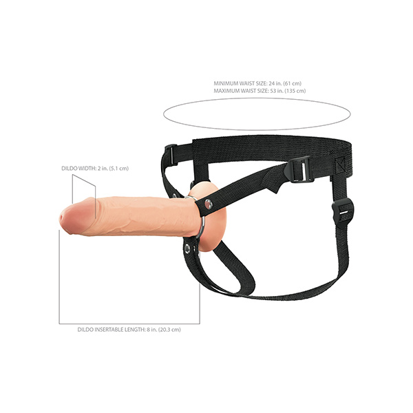 Fantasy X-Tensions Elite 8" Silicone Hollow Strap-on w-Harness - Light - Image 2