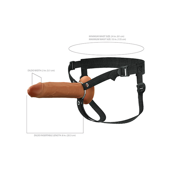 Fantasy X-Tensions Elite 8" Silicone Hollow Strap-on w-Harness - Brown - Image 3