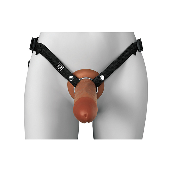 Fantasy X-Tensions Elite 8" Silicone Hollow Strap-on w-Harness - Brown - Image 4