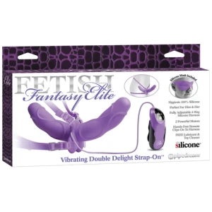 Fetish Fantasy Elite Vibrating Double Delight Strap On - Purple