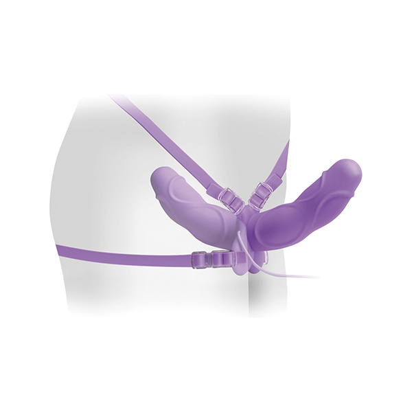 Fetish Fantasy Elite Vibrating Double Delight Strap On - Purple - Image 3