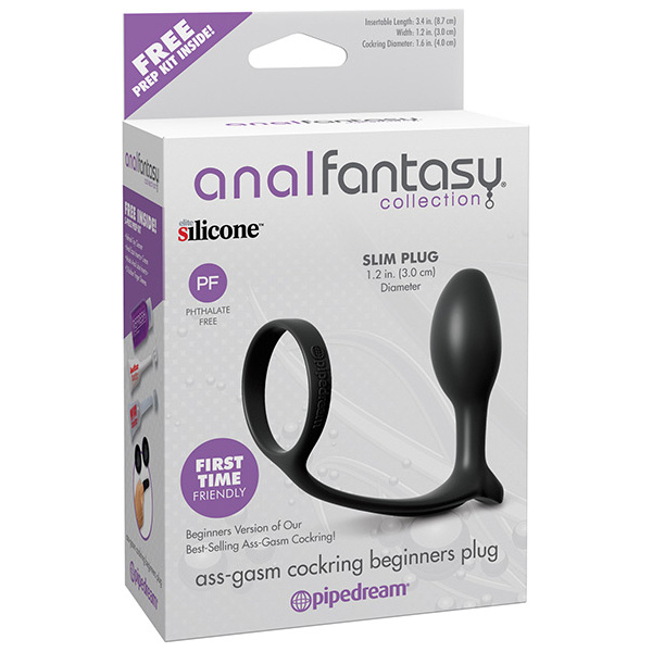 Anal Fantasy Ass-Gasm Cockring Beginners Plug - Black