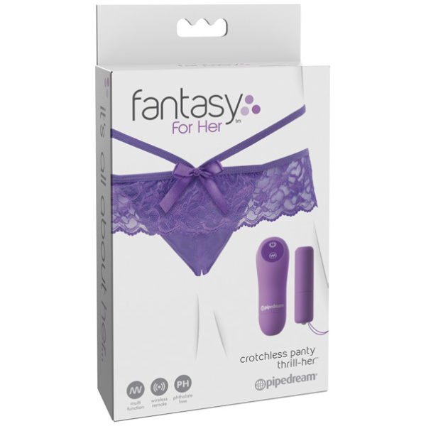 Fantasy For Her Crotchless Panty Thrill Her - Purple