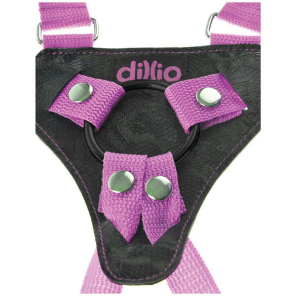 Dillio 7" Strap-On Suspender Harness Set - Pink - Image 4