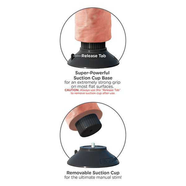 King Cock 8" Vibrating Cock w-Balls - Flesh - Image 4