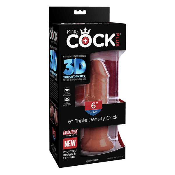 King Cock Plus 6" Triple Density Cock - Brown