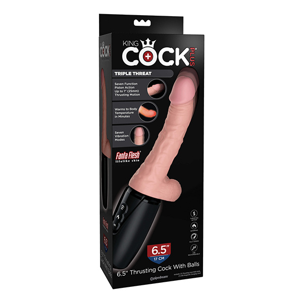 King Cock Plus Thrusting, Warming & Vibrating  6.5" Triple Threat Dong