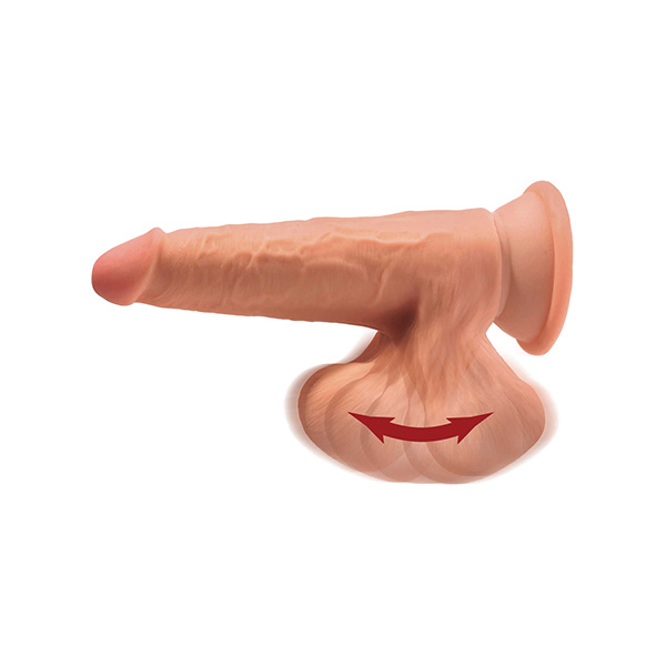 King Cock Plus 7" Triple Density Cock w-Swinging Balls - Tan - Image 2