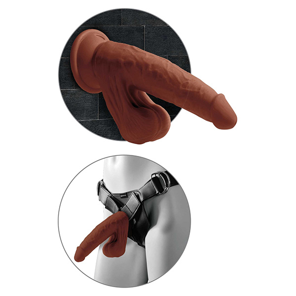 King Cock Plus 8" Triple Density Cock w-Swinging Balls - Brown - Image 4