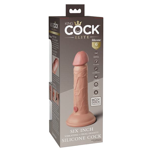 King Cock Elite 6" Dual Density Vibrating Silicone Cock - Image 5