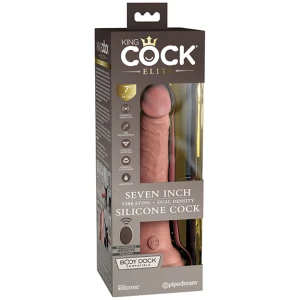 King Cock Elite 7" Dual Density Vibrating Silicone Cock W/remote