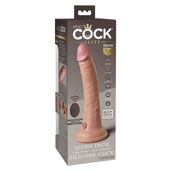 King Cock Elite 7" Dual Density Vibrating Silicone Cock W/remote - Image 2