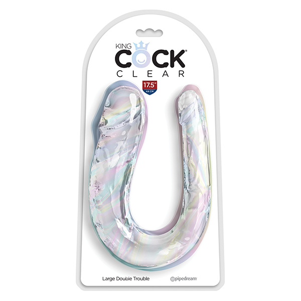 King Cock Clear Large Double Trouble Dildo - Clear - Image 2