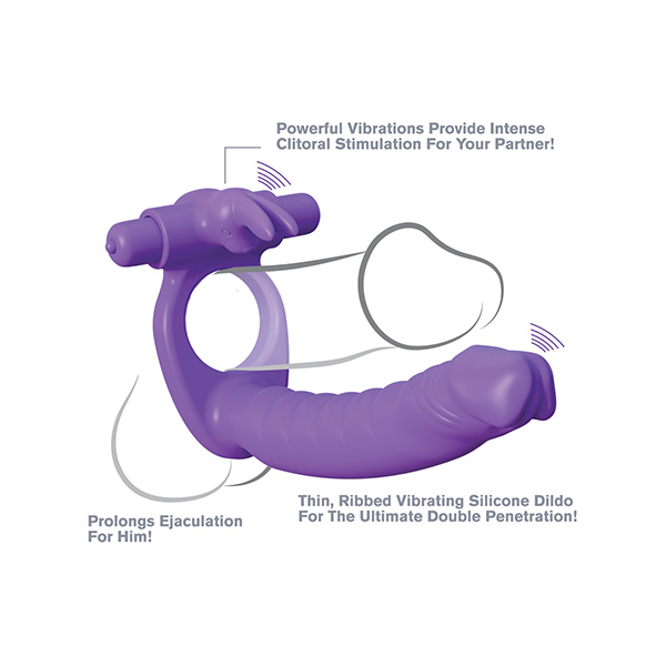 Fantasy C-Ringz Silicone Double Pene Rabbit - Purple - Image 3