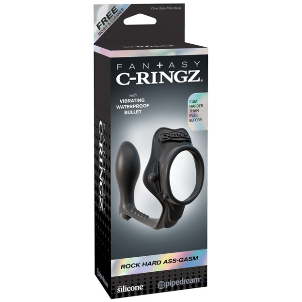 Fantasy C-Ringz Rock Hard Ass-Gasm Vibrating Ring - Black