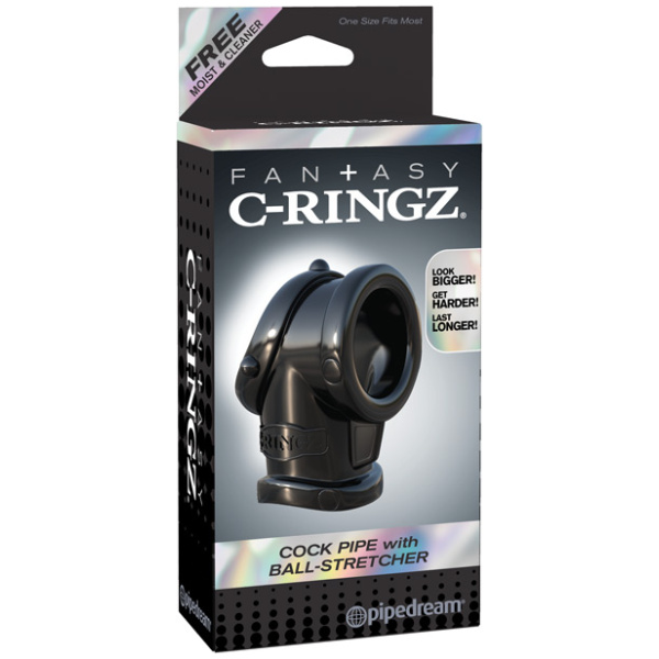 Fantasy C-Ringz Cock Pipe w-Ball Stretcher - Black
